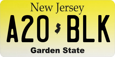 NJ license plate A20BLK