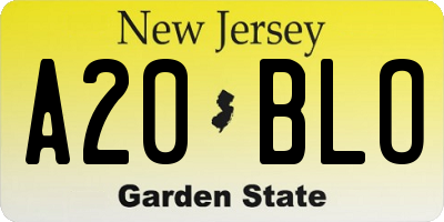 NJ license plate A20BLO