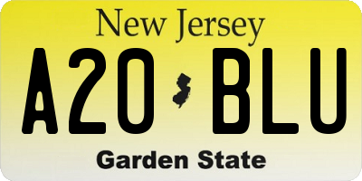 NJ license plate A20BLU
