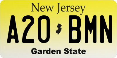 NJ license plate A20BMN