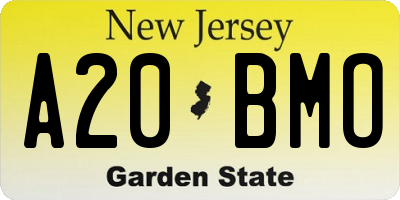 NJ license plate A20BMO