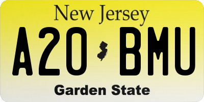 NJ license plate A20BMU