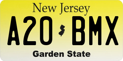 NJ license plate A20BMX