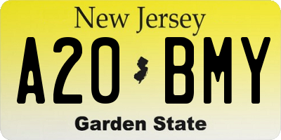 NJ license plate A20BMY