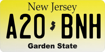 NJ license plate A20BNH
