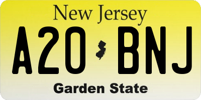NJ license plate A20BNJ