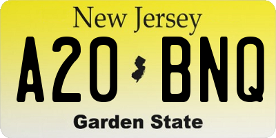 NJ license plate A20BNQ