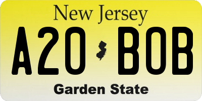 NJ license plate A20BOB
