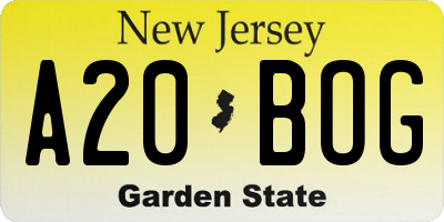 NJ license plate A20BOG