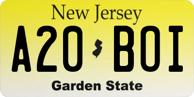 NJ license plate A20BOI