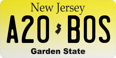 NJ license plate A20BOS