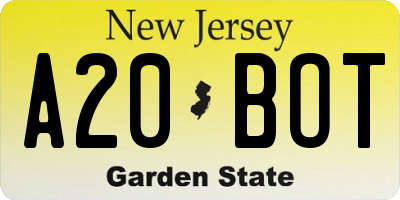 NJ license plate A20BOT