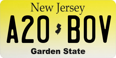 NJ license plate A20BOV