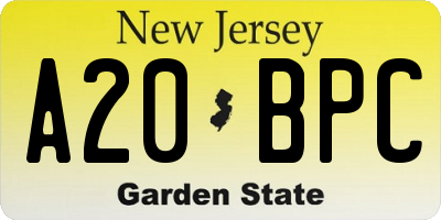 NJ license plate A20BPC