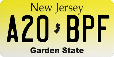 NJ license plate A20BPF
