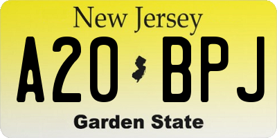 NJ license plate A20BPJ