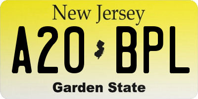 NJ license plate A20BPL