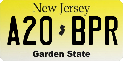 NJ license plate A20BPR
