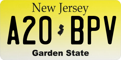 NJ license plate A20BPV