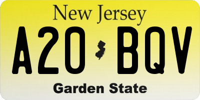 NJ license plate A20BQV