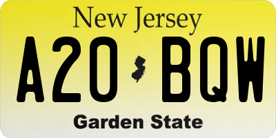 NJ license plate A20BQW
