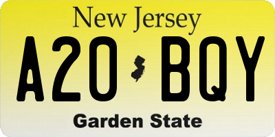 NJ license plate A20BQY