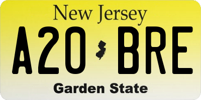 NJ license plate A20BRE