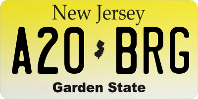 NJ license plate A20BRG