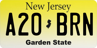 NJ license plate A20BRN