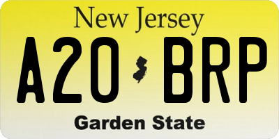 NJ license plate A20BRP