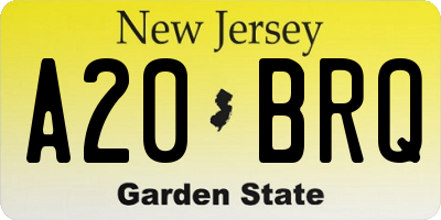NJ license plate A20BRQ