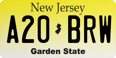NJ license plate A20BRW