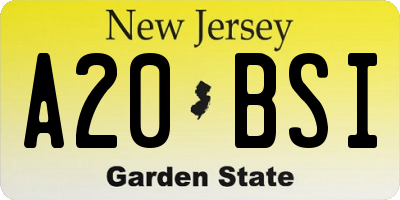NJ license plate A20BSI