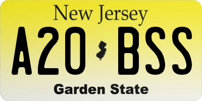 NJ license plate A20BSS