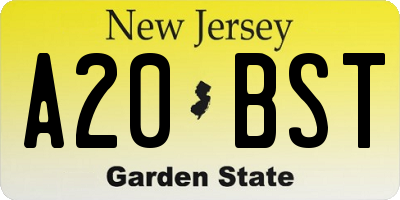 NJ license plate A20BST