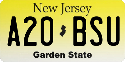 NJ license plate A20BSU