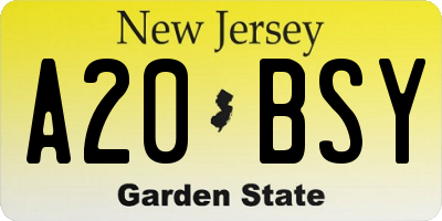 NJ license plate A20BSY