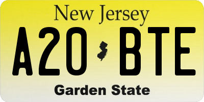 NJ license plate A20BTE