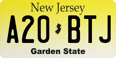 NJ license plate A20BTJ