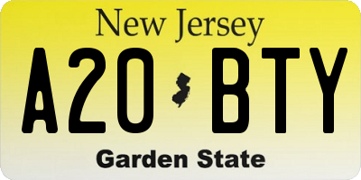NJ license plate A20BTY