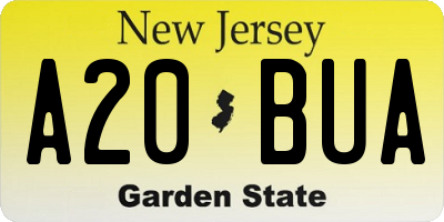 NJ license plate A20BUA