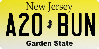 NJ license plate A20BUN