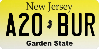 NJ license plate A20BUR