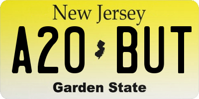 NJ license plate A20BUT