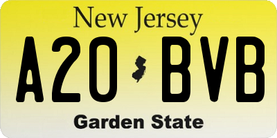 NJ license plate A20BVB