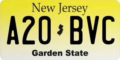NJ license plate A20BVC