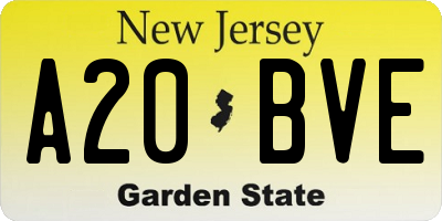 NJ license plate A20BVE