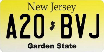 NJ license plate A20BVJ