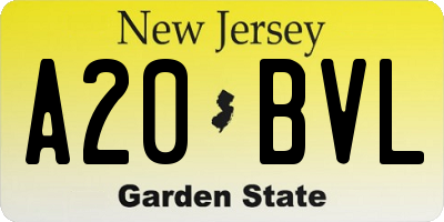 NJ license plate A20BVL