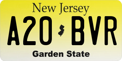 NJ license plate A20BVR